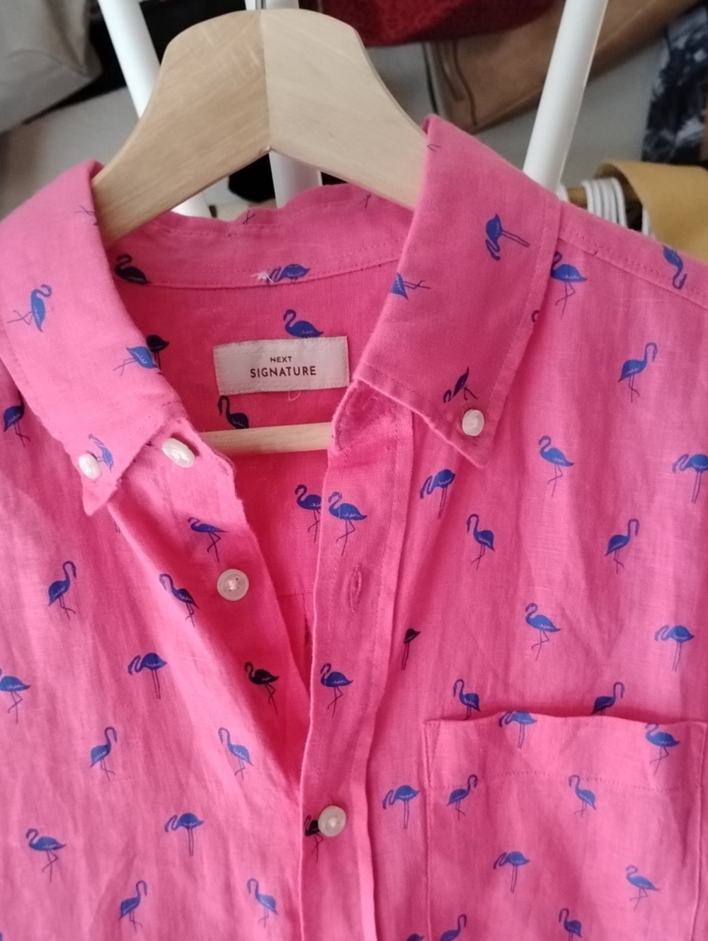 Next Signature 100% Linen Button-Up Shirt with Summer Print